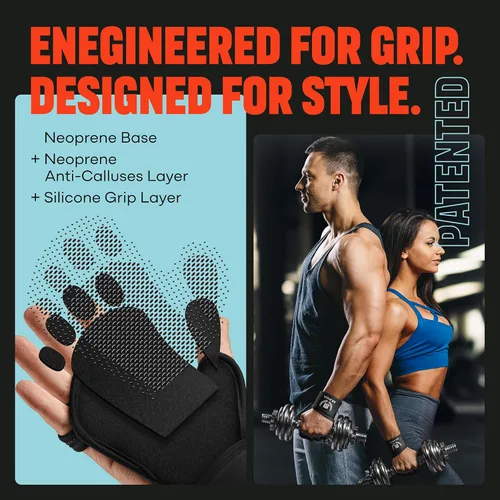 Miniatura 4 de MAVA Guantes de gimnasio abiertos para hombres y mujeres; Guantes acolchados para levantamiento de pesas con soporte de muñeca para mayor comodidad
