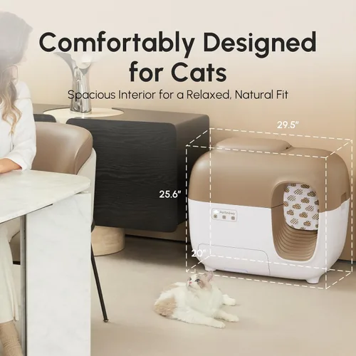 Miniatura 8 de PetSnowy - Arenero automático autolimpiable para gatos con control de olores sistema TiO2, caja de arena robotizada con empaquetado automático, Crema