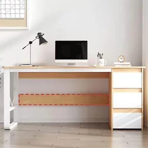 Miniatura 5 de Escritorio rectangular de oficina con 3 cajones, mesa de estudio, escritorio para estudiantes, escritorio para escribir, laptop, oficina en casa