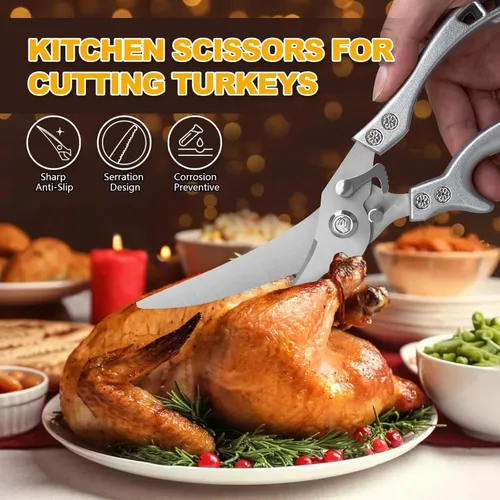 Miniatura 3 de Tijeras de cocina, tijeras de aves de corral resistentes, tijeras de aves de corral de acero inoxidable para pavo, pollo, Acción de Gracias, día