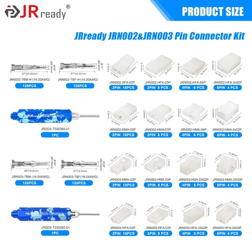 Miniatura 2 de JRready ST6554 Kit de Conectores de 2 3 4 6 Pines.093”.062” Herramienta de Extracción de Pines Molex Extractor de Terminales Engarzadas