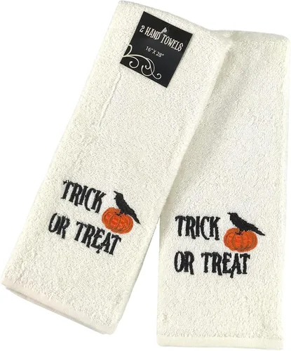 Miniatura 16 de Serafina Home Toallas de mano de baño de Halloween, fantasmas bordados, diseño Boo, juego de 2, color negro, 16 x 25 pulgadas
