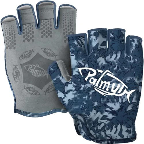 Miniatura 8 de Palmyth Guantes de pesca UV Stubby con protección solar para hombres y mujeres, UPF 50+ SPF para kayak, remo, canoa, remo, conducción Camo Negro