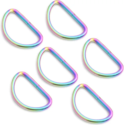 Miniatura 6 de Ganchos giratorios de metal arcoíris con anillos en D arcoíris y hebillas deslizantes para bolso de arco iris Tri-Glides 1.496 in Rainbow Swivel