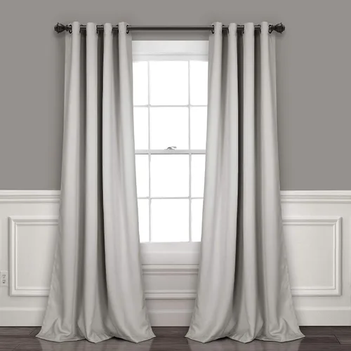 Lush Decor Paneles de cortina opacas con aislamiento con ojales, par, 52 pulgadas de ancho x 108 pulgadas de largo, color gris claro, diseño clásico