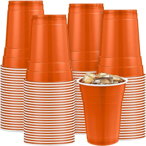 Miniatura 7 de Mimorou - Paquete de 200 vasos de plástico de 16 onzas desechables para fiestas, graduaciones, bodas, apilables, resistentes para barbacoa, Rojo