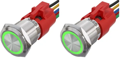 Miniatura 8 de APIELE Interruptor momentáneo de botón de encendido y apagado de 0.748 in de aleación de aluminio con cabezal de ojo de ángel LED de 12 V