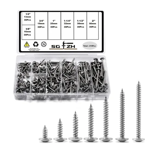 Miniatura 30 de #8 x 5/8 "Tornillo de madera 500 piezas de acero de aleación estándar hilo truss cabeza rápida autorroscante por SG TZH plata - aleación de acero