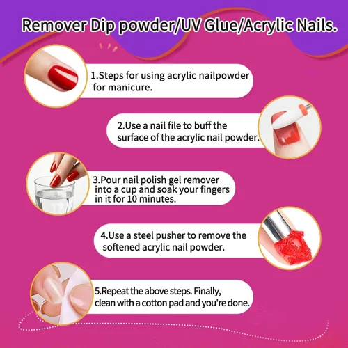 Miniatura 4 de Kit removedor de esmalte de uñas de gel de acetona de 4 onzas líquidas de capacidad, removedor de pegamento profesional de uñas rápida y fácilmente