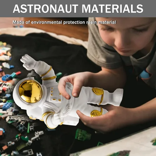 Miniatura 6 de Decoración de figura de astronauta, estatua de astronauta de poliresina, espejo galvanizado dorado, figura de astronauta, escultura para adorno