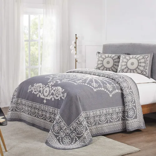 Miniatura 13 de Superior Juego de colcha de mezcla de algodón de 3 piezas, manta ligera, 2 fundas de almohada a juego, ropa de cama a medida, dormitorio Berry Red
