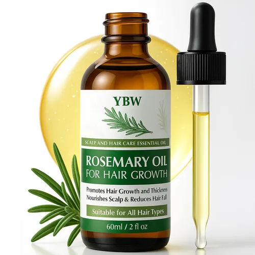 YBW Aceite de romero para el crecimiento del cabello, aceite orgánico para el cabello de romero con biotina, ricino y jojoba, fortalece, nutre y