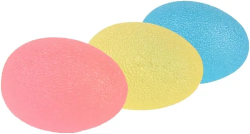 Miniatura 9 de Pelotas de ejercicio de mano, en forma de huevo, 3 resistencias para apretar (suaves, medias, firmes), para entrenamiento de manos, terapia física