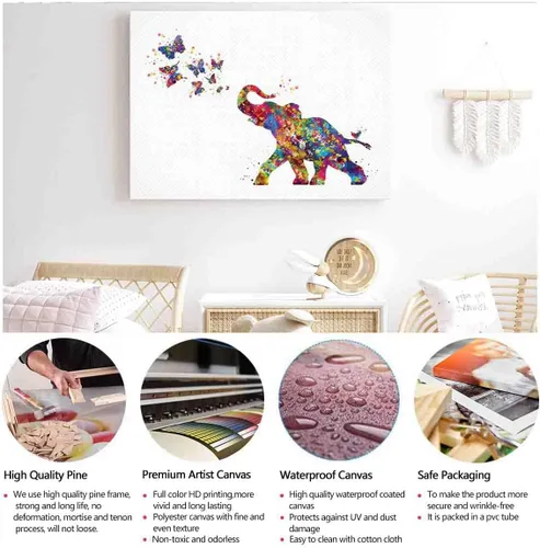 Miniatura 2 de Impresión artística de acuarela, elefante bebé y mariposas, estampado de acuarela de elefante bebé con mariposa, regalo de cumpleaños, decoración