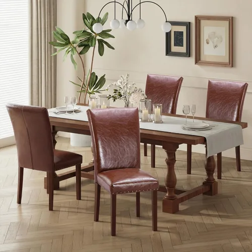 Miniatura 38 de COLAMY Juego de 2 sillas de comedor tapizadas Parsons, sillas de tela para comedor y cocina con detalle de cabeza de clavo y patas de madera