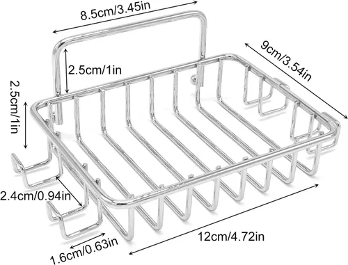 Miniatura 3 de Jabonera para ducha con 4 ganchos, paquete de 2 jaboneras de acero inoxidable para baño, soporte adhesivo para jabón para pared de ducha, plateado