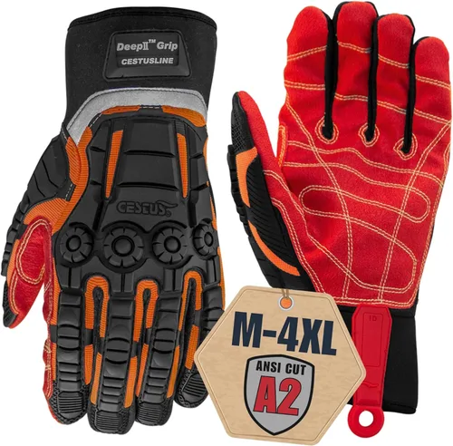Cestus 3075, guantes de trabajo resistentes con palma gruesa, ANSI A2, resistentes a los cortes, guantes de impacto para extricación, construcción y