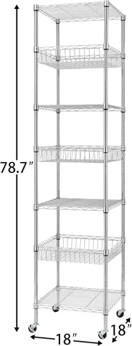 Miniatura 4 de Finnhomy Estantería de Alambre de Servicio Pesado de 7 Niveles con Ruedas de 18 x 18 x 78.8 pulgadas, 7 Estantes, Rack de Almacenamiento de Metal