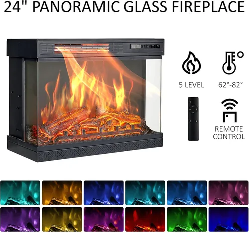 Miniatura 2 de LUXOAK Soporte de TV para Chimenea con Chimenea Eléctrica de Vidrio de 3 Lados, Centro de Entretenimiento Multimedia de 59" con Gabinete de Gris