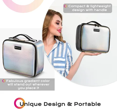Miniatura 8 de BYOOTIQUE Bolsa de maquillaje de viaje para maquillaje, estuche de almacenamiento de cosméticos de 10 pulgadas, caja de almacenamiento portátil