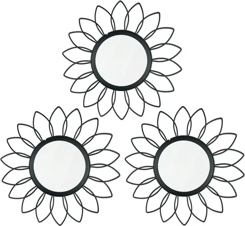 Miniatura 36 de Paquete de 3 espejos metálicos para pared, con diseño de rayos de sol, para decoración del hogar, arte decorativo para colgar en la pared para sala