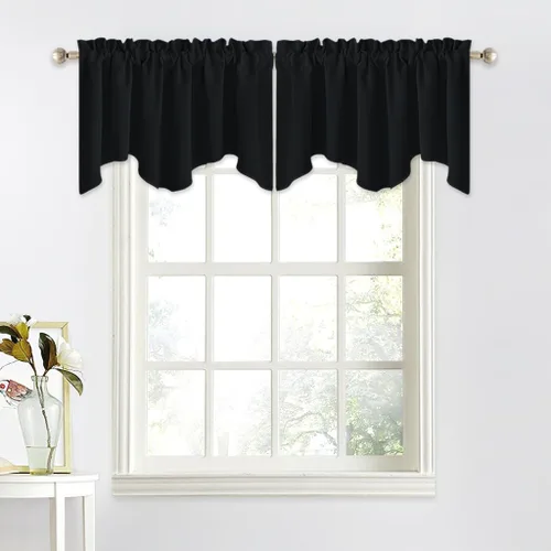 Miniatura 50 de NICETOWN Cenefa de ventana para dormitorio, ahorro de energía, bolsillo para barra, cenefa festoneada corta para ventana pequeña para lavandería