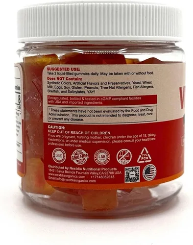 Miniatura 9 de Gomitas orgánicas de vitamina C de 120 mg para adultos, sin azúcar, defensa inmunológica diaria, antioxidante crudo, suplemento de vitamina C