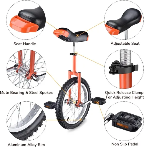 Miniatura 2 de AW Rueda de 16/18/20/24 pulgadas, asiento ajustable para exteriores, para adultos, niños, deportes al aire libre, ejercicio de fitness, para elegir