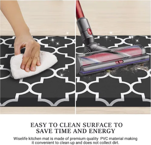 Miniatura 5 de WISELIFE Tapete de cocina acolchado antifatiga, 17.3 x 28 pulgadas, antideslizante, resistente, de PVC, ergonómico, impermeable, cómodo
