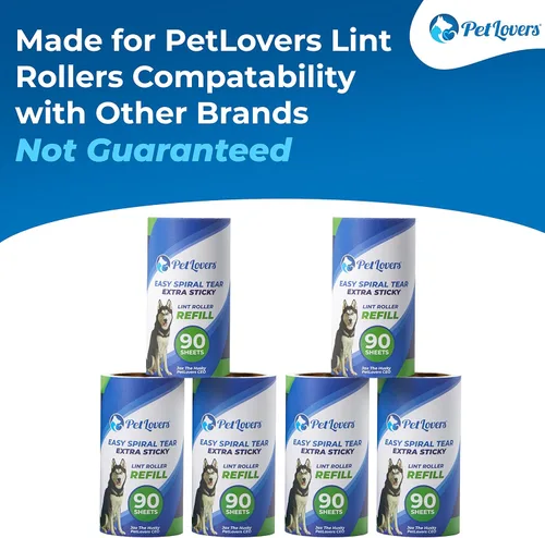 Miniatura 2 de PetLovers Rodillo de pelusa extra pegajoso, paquete de 6 repuestos, no incluye mango, 90 hojas por repuesto, 540 hojas en total