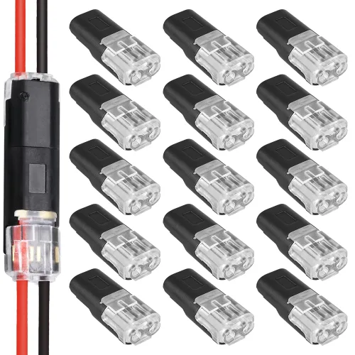 Miniatura 9 de Conector enchufable de doble cable, conectores de tira de luz LED, 2 pines, nuevo conector de cable de bajo voltaje con hebilla de bloqueo