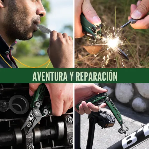 Miniatura 7 de MOSSY OAK Alicates Multiherramienta Mecanizados por CNC, Herramienta Múltiple 27-en-1 con Cuchillo de Bolsillo, Iniciador de Fuego y Silbato
