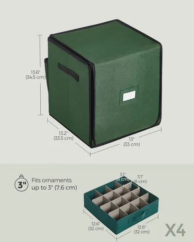 Miniatura 6 de SONGMICS Caja de almacenamiento de adornos de Navidad, con lateral abierto, contenedor de almacenamiento de Navidad apilable con tapa, 4 bandejas