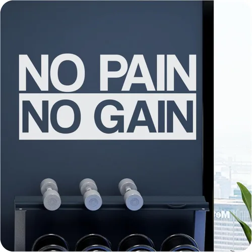 Miniatura 8 de My Vinyl Story No Pain No Gain Calcomanía de pared grande motivacional grande para gimnasio en casa, entrenamiento, motivacional, decoración