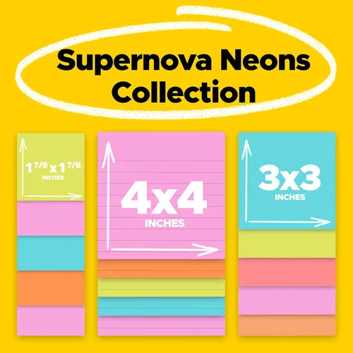 Miniatura 2 de Post-it Notas súper adhesivas, 15 blocs de notas adhesivas, varios tamaños, suministros de regreso a la escuela, productos de oficina, 2 veces más