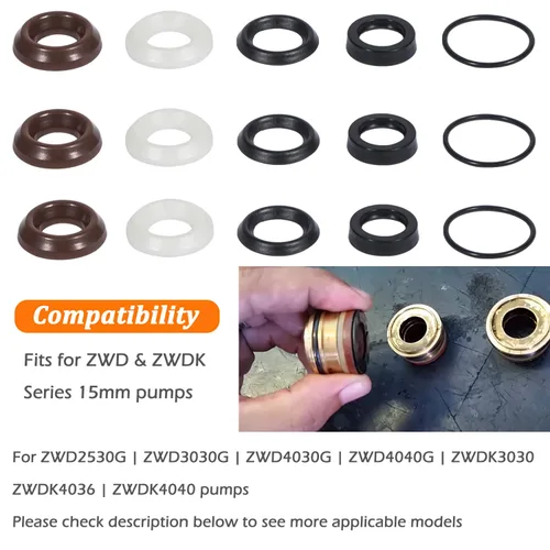 Miniatura 2 de Bonbo Kit de sellado de agua de embalaje 5019006400 se adapta a ZWD y ZWDK Series 0.591 in Bombas Pistón Kit de sello de lavado a presión