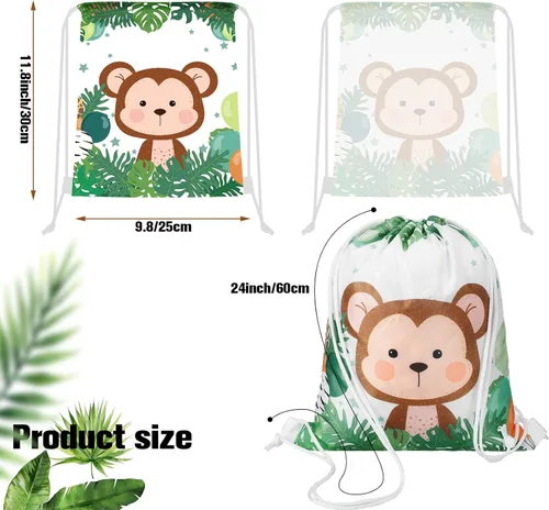 Miniatura 3 de Ferraycle Bolsas con cordón de safari de animales, regalos de selva, regalos de fiesta, vida silvestre, bolsas de golosinas para vacaciones