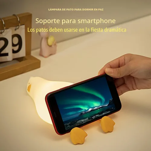 Miniatura 4 de MUID Benson - Luz nocturna de pato acostado plano, lámpara LED de pato suave, lindo pato iluminado, luz nocturna de silicona regulable
