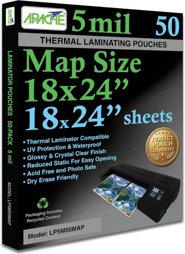 Miniatura 18 de Apache Poster Size Laminating Pouches, 2 Mil, 10 Pack, Holds 24 x 36 Inch Projects (25 x 37 Inch Pouch Size), Thermal Laminator Compatible