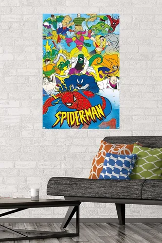 Miniatura 2 de Marvel Comics Spider-Man - Póster animado de pared de los años 90, 34 pulgadas de largo x 22.4 W, versión premium sin marco