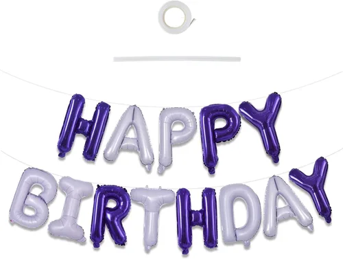Miniatura 51 de TONIFUL Pancarta de Globos Negros de Feliz Cumpleaños de 16 Pulgadas con Letras de Papel de Aluminio Mylar, Cartel Banderín Reutilizable