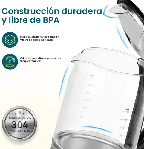 Miniatura 4 de COSORI - Hervidor eléctrico con control de temperatura de 1.7L, tetera eléctrica y caldera de agua caliente con mantenimiento de calor de 60
