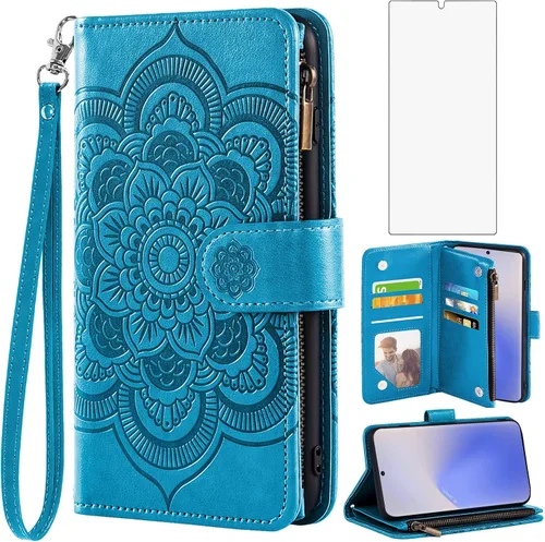 Asuwish Funda de teléfono para Samsung Galaxy Note 20 Glaxay Note20 5G con protector de pantalla de vidrio templado y soporte para tarjeta de Azul