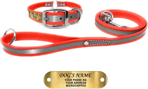 Miniatura 19 de Regal Dog Products Collar de Perro Reflectante Rosa Grande con Placa de Nombre Grabada Personalizada y Anillo Central de Servicio Pesado Collares