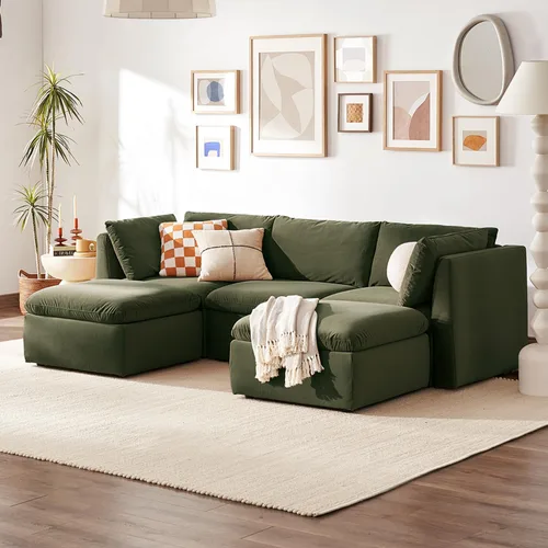 Miniatura 23 de mopio Sofá Seccional Modular de Gran Tamaño con Fundas Completamente Extraíbles y Almacenamiento, Convertible en Forma de U, en Forma de L
