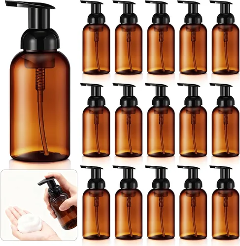 Miniatura 9 de Uiifan 16 piezas 17 oz dispensador de jabón espumoso ámbar recargable botella de bomba de espuma de plástico contenedor líquido para cocina baño