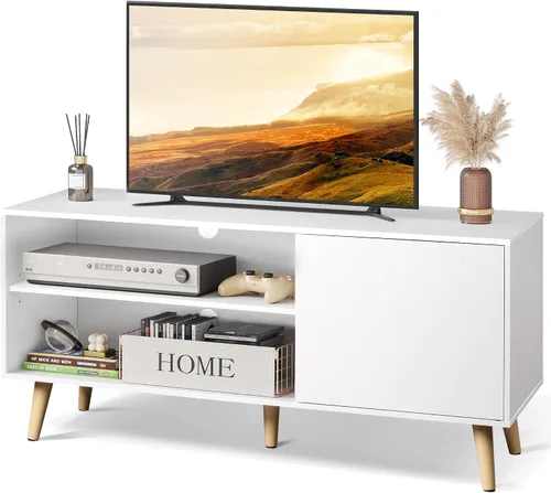 Miniatura 15 de WLIVE Soporte de TV para televisores de 40 pulgadas, pequeño centro de entretenimiento con gabinete de almacenamiento, soportes de TV modernos