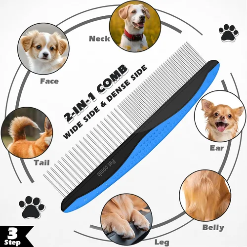Miniatura 4 de Augwind Kit de aseo para mascotas 7 en 1, peine para perros y gatos, cepillo para despelar, cortaúñas con lima y cepillo de baño, suministros C-7PCS