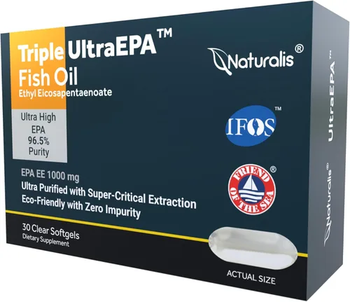Naturalis Triple Strength UltraEPA™ EPA 1000mg | Grado farmacéutico de alta pureza 99% Omega-3 con 96.5% de aceite de pescado sin eructos EPA |