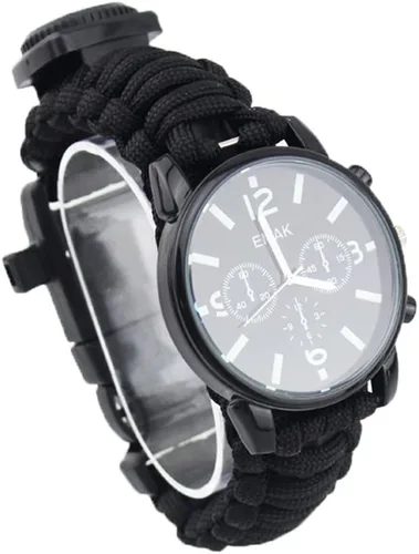 Pulsera de supervivencia deportiva al aire libre, 7 núcleos Paracord Mountaineer Noctilucente Reloj de emergencia Herramientas de primeros auxilios